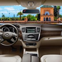 a view of the dashboard of a mercedes benz car
