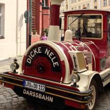 ein alter roter Lastwagen steht auf einer Straße