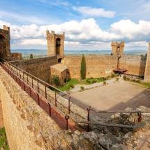 a view of a castle with a courtyard