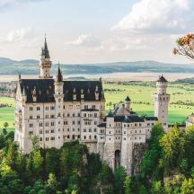 a castle on a hill with trees