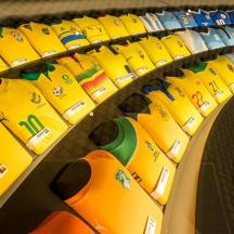 a row of yellowbacks on a store shelf