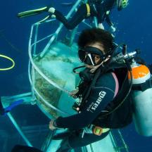 a man in a scuba diving gear in the water