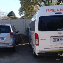 a van and a car parked next to each other