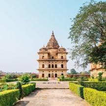a view of a building in a garden