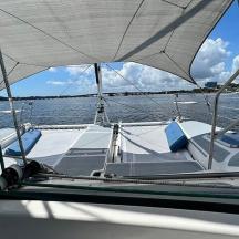 a sail on a boat in the water