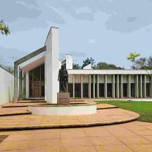 a building with a statue in front of it