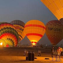 a group of colorful hot air balloons on a field