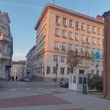 a group of buildings on a city street