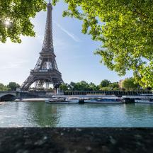 a view of the eiffel tower from the river seine