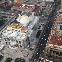an aerial view of a large white building