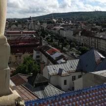 una vista d'una ciutat amb edificis i teulades