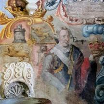 a painting of a man with a crown on a wall