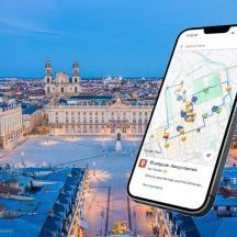 a iphone displaying a map of a city