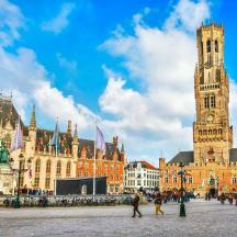 a city with a clock tower and a building