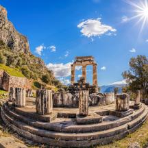 a temple at the ruins of thereekreek city of delphi