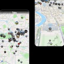a cell phone and a map of a city