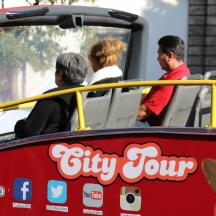 a group of people riding on a bus