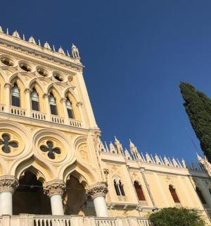 一座大楼,前面有一棵大树