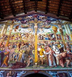 a painting on the ceiling of a church