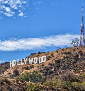 a hollywood sign on top of a hill