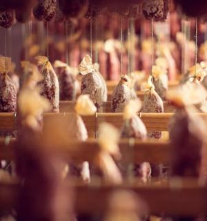 en gruppe tøjdyr sidder på et bord