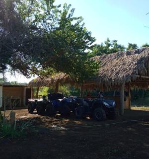 ein vor einer Hütte geparktes Auto