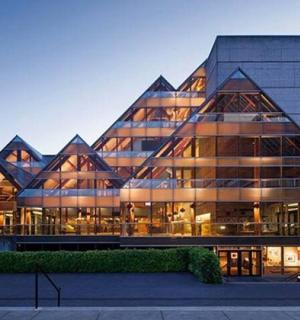 a large building with a lot of glass