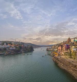 a view of a river with boats in the water