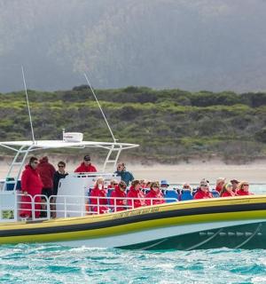 en gruppe mennesker på en båd i vandet