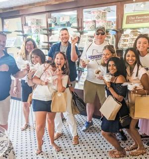 a group of people posing for a picture in a store