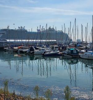 停靠在港口的游轮