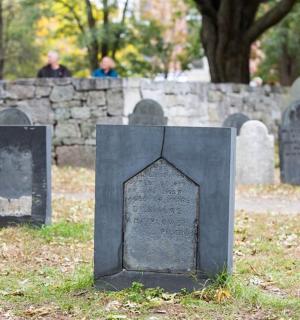 墓地里的一组墓碑