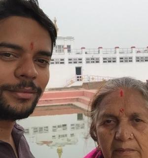 a man and an older woman posing for a picture
