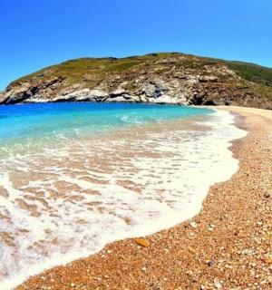 以海洋和山丘为背景的海滩