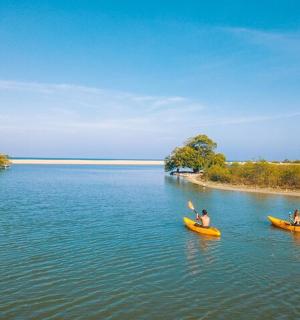 two people in kayaks on a body of water
