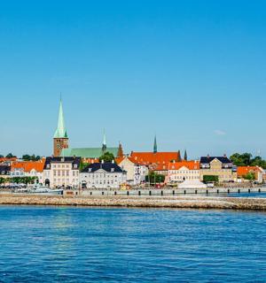 a view of a city from the water