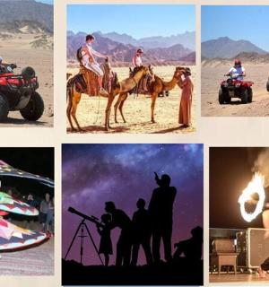 a collage of pictures of people riding on quad bikes