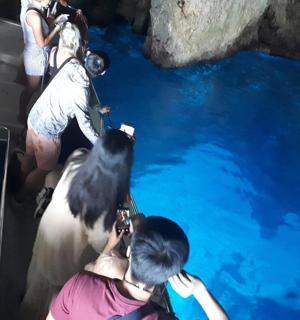 一群人站在水池前