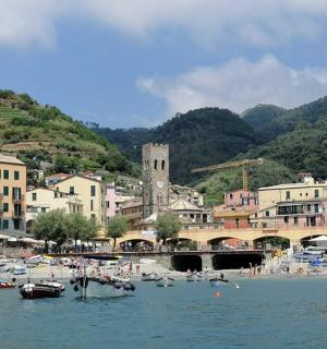 eine Gruppe von Booten im Wasser in der Nähe eines Strandes