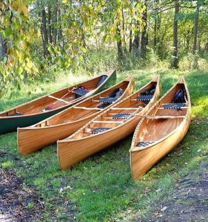 四艘船在草地上排成一排