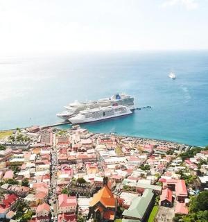 a cruise ship is docked in the water