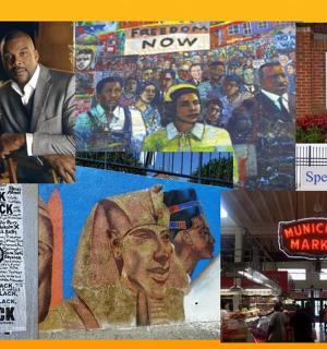 人物和标志图片拼贴画