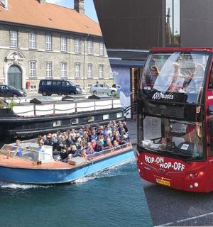autobus a loď plná lidí ve vodě