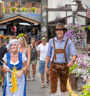 一名男子和一名女子走在街上