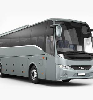 一辆灰色的巴士位于白色背景中