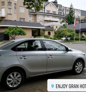 一辆银色汽车停在停车场