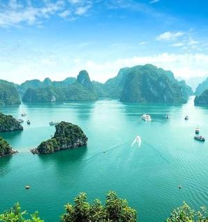 a view of a bay with rocks in the water
