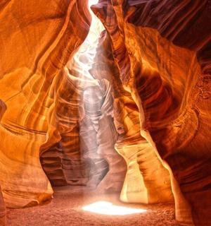 a section of a slot canyon in the desert