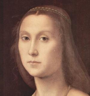 一幅戴着头饰的女人的画