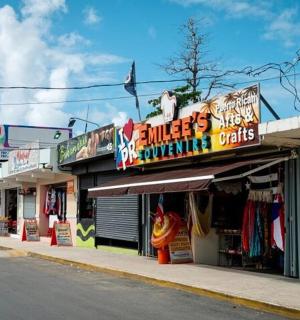 a street scene of a store on a street